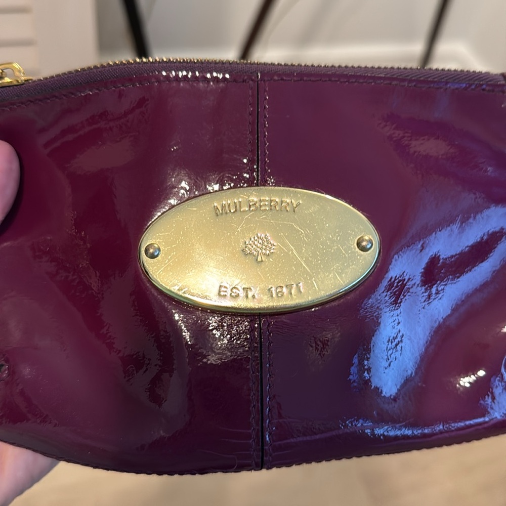 Authentic Mulberry Patent Leather Crossbody with Brass Tree Plaque